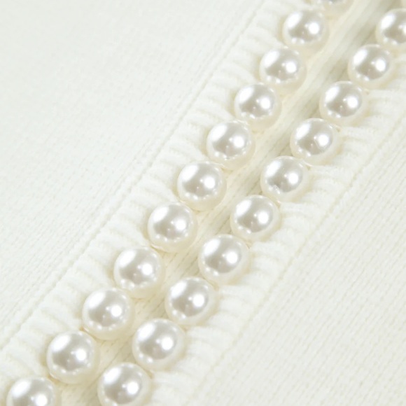 Commense Pearl Trim Ripped Hem Cardigan - Picture 7 of 7